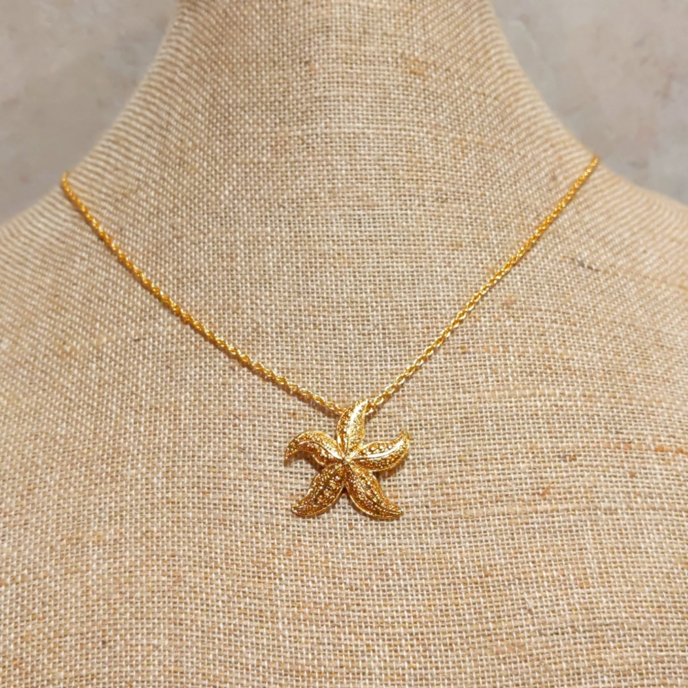 4 for $20 Fashion Jewelry Starfish Charm on 15" Rope Necklace Gold